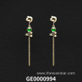 18K Real Gold Imperial Green Jadeite Earrings